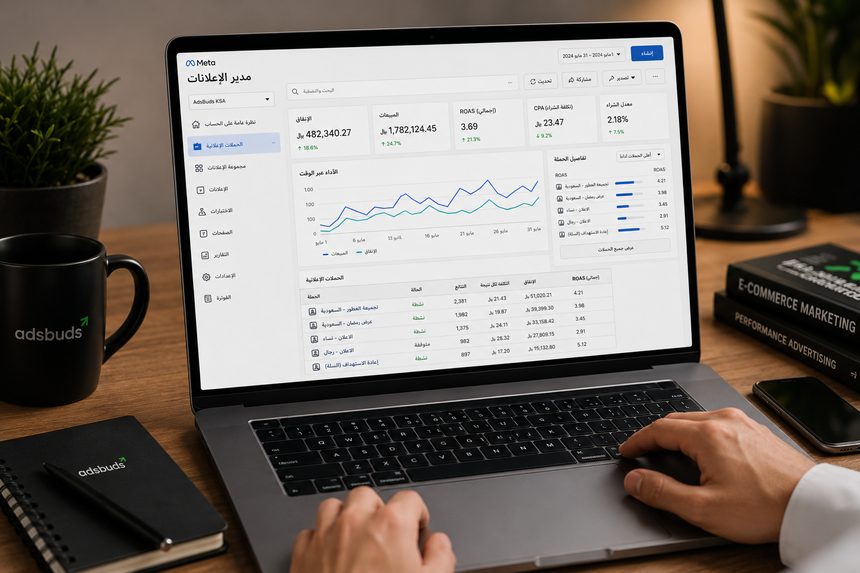 لوحة إدارة الإعلانات على لابتوب
