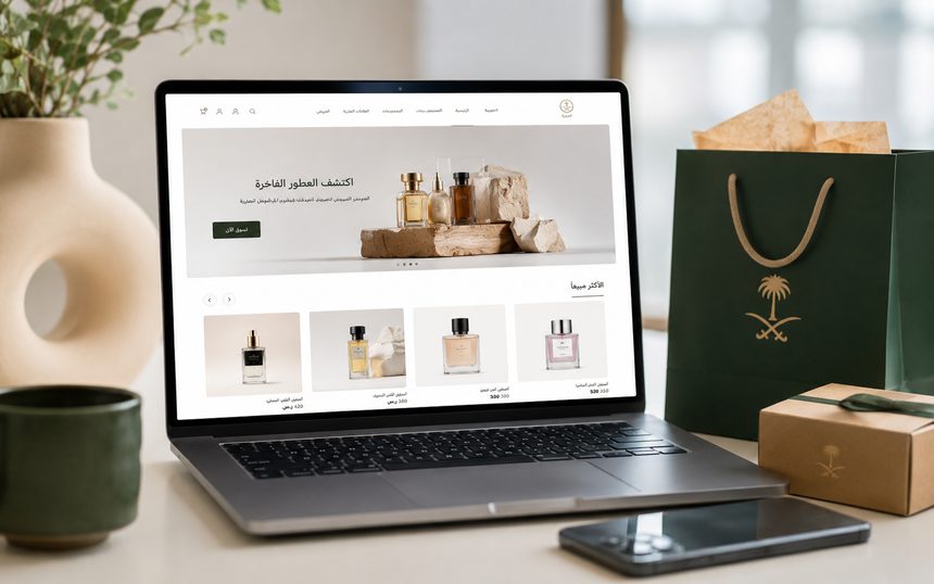 متجر إلكتروني على لابتوب